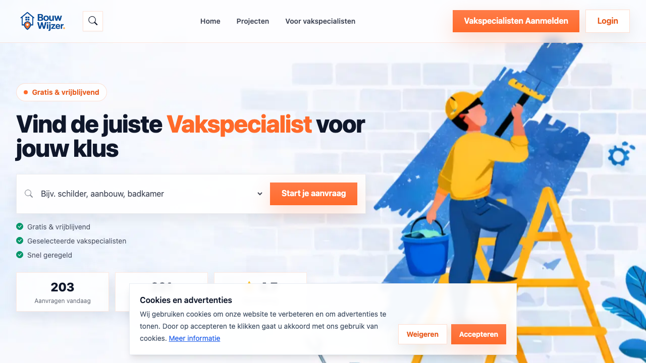 BouwWijzer landing page screenshot