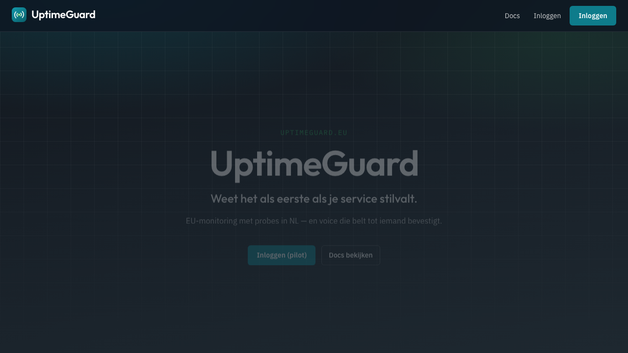 UptimeGuard landing page screenshot